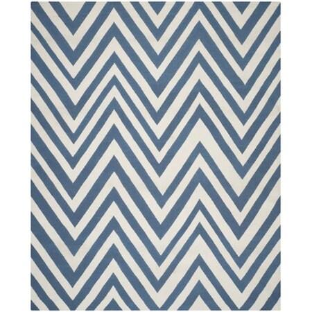 Safavieh Dhurries Hand Woven Flat Weave Rectangle Rug- Blue - Ivory- 9 x 12 ft. DHU568A-9